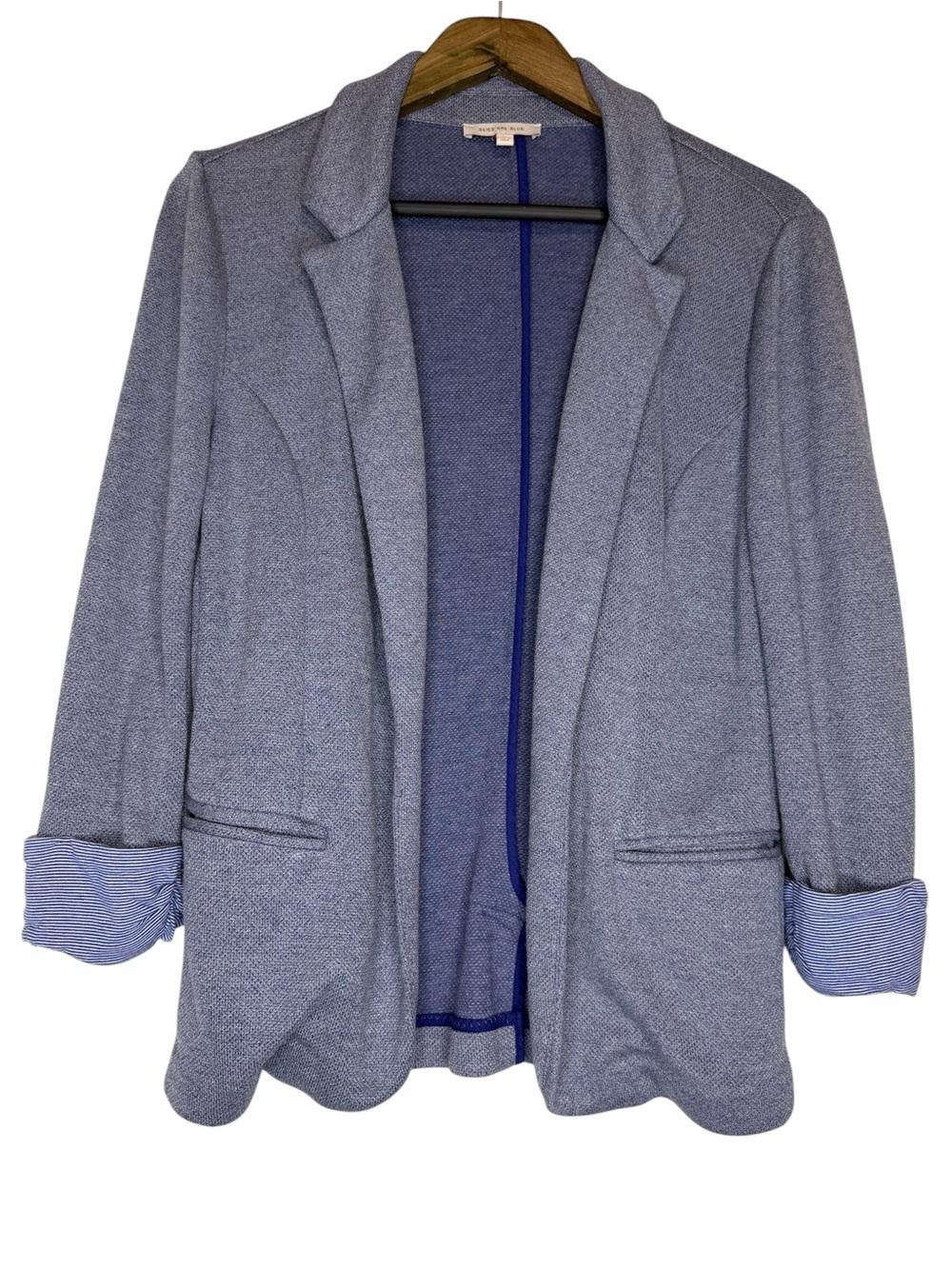 Stitch Fix Skies are Blue Asa Knit Blazer Jacket size Large Blue Open Front